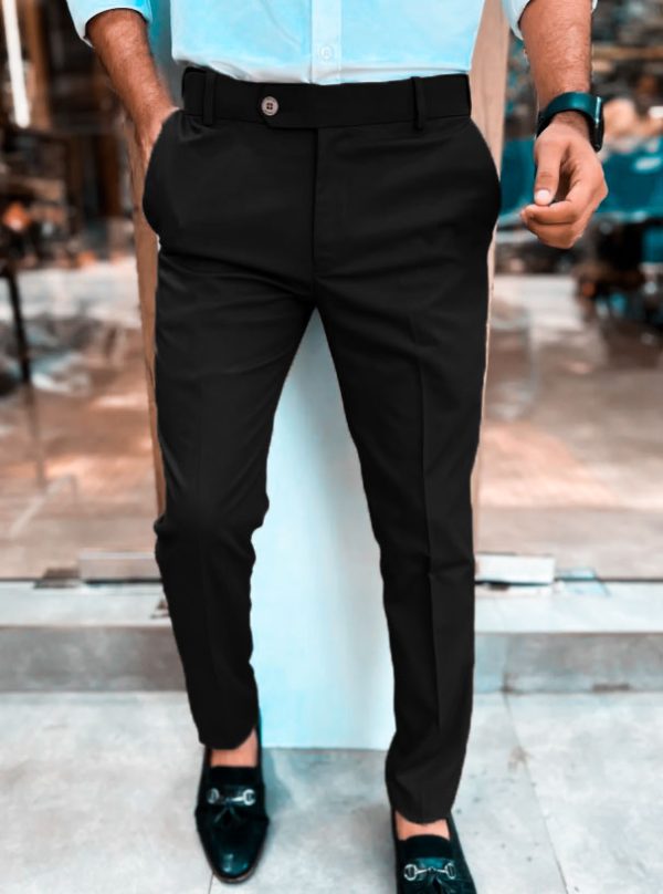 Premium Waist Adjustable Formal Pants || Black