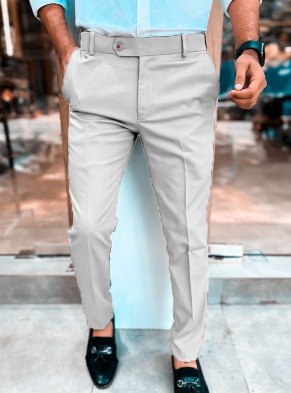 Premium Waist Adjustable Formal Pants || Light Ash